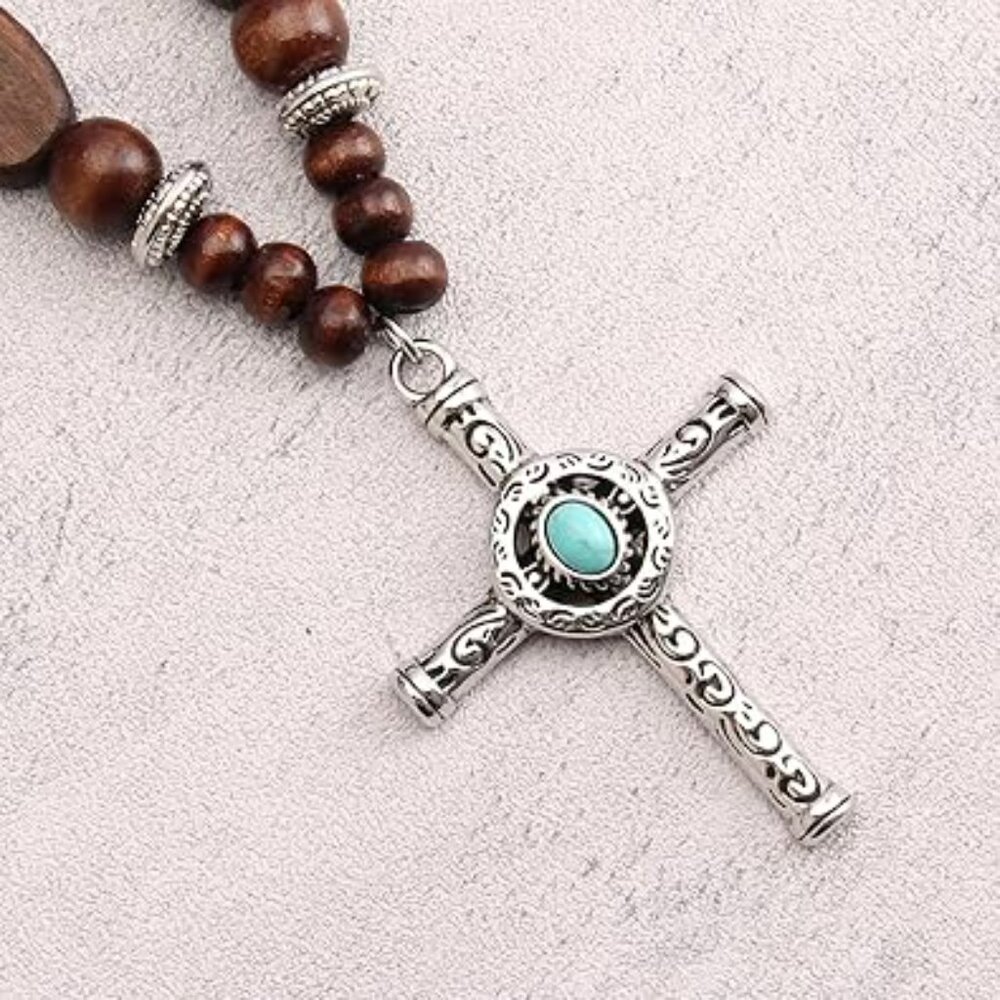 Boho‎ Hippie Necklace Cross Long Boho Pendant Hippie Choker Necklace Statement